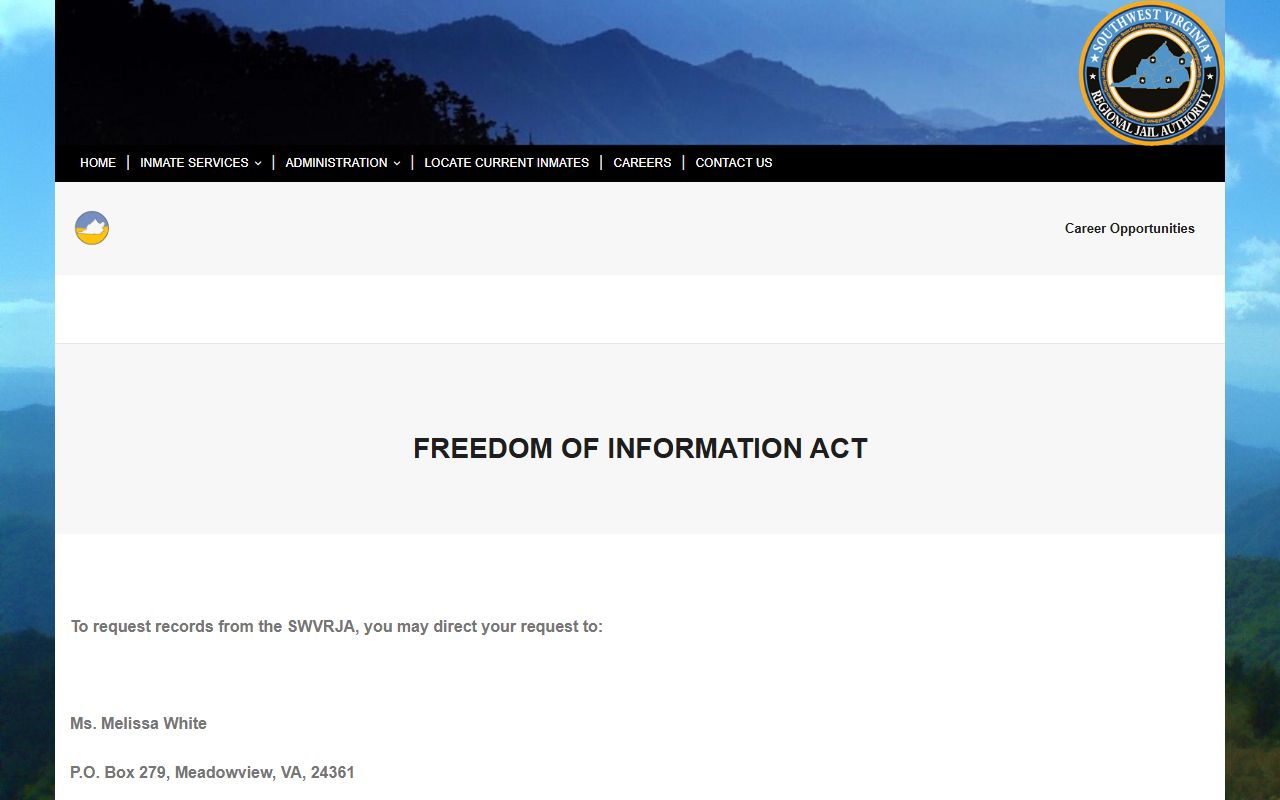 SWVRJA Freedom of Information Act records request instructions